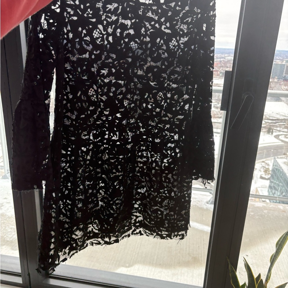 Black Lace Long Sleeve Dress - Picture 3 of 6